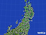 2025年01月08日の東北地方のアメダス(風向・風速)