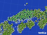 中国地方のアメダス実況(風向・風速)(2025年01月08日)