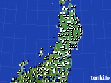 2025年01月09日の東北地方のアメダス(風向・風速)