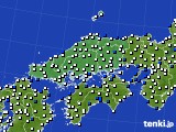 中国地方のアメダス実況(風向・風速)(2025年01月10日)