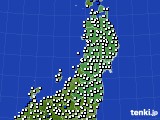 2025年01月12日の東北地方のアメダス(風向・風速)