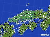 2025年01月15日の中国地方のアメダス(風向・風速)