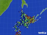 北海道地方のアメダス実況(日照時間)(2025年01月19日)