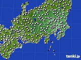関東・甲信地方のアメダス実況(風向・風速)(2025年01月19日)