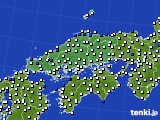 2025年01月24日の中国地方のアメダス(風向・風速)