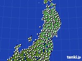 2025年01月25日の東北地方のアメダス(風向・風速)