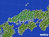 2025年01月27日の中国地方のアメダス(風向・風速)