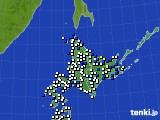 北海道地方のアメダス実況(風向・風速)(2025年02月08日)