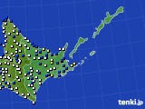 道東のアメダス実況(風向・風速)(2025年02月08日)