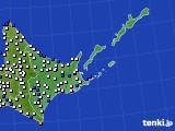 道東のアメダス実況(風向・風速)(2025年02月11日)