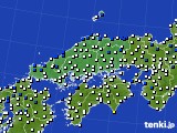 2025年03月14日の中国地方のアメダス(風向・風速)
