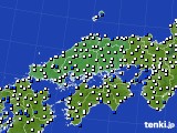 2025年03月16日の中国地方のアメダス(風向・風速)