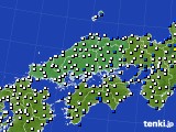 2025年03月19日の中国地方のアメダス(風向・風速)
