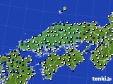 2025年03月25日の中国地方のアメダス(風向・風速)