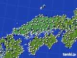 2025年03月28日の中国地方のアメダス(風向・風速)