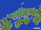 2025年03月29日の中国地方のアメダス(風向・風速)