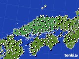 2025年03月31日の中国地方のアメダス(風向・風速)