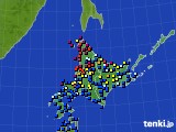 北海道地方のアメダス実況(日照時間)(2025年05月24日)
