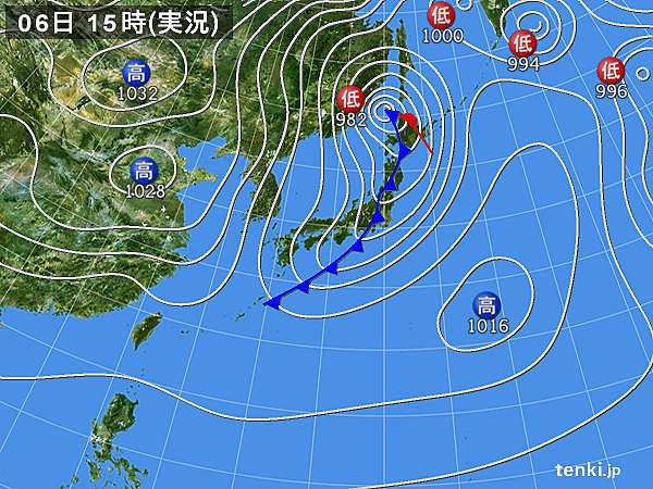 実況天気図(2015年01月06日)
