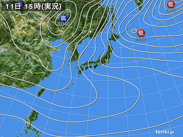 実況天気図(2015年01月11日)