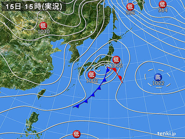 実況天気図(2015年01月15日)