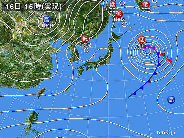 実況天気図(2015年01月16日)