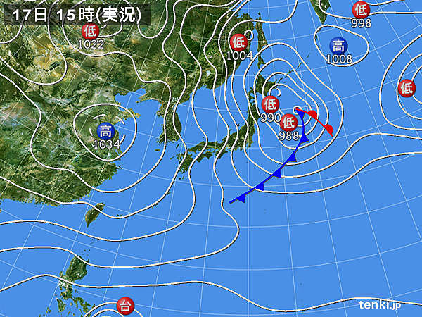 実況天気図(2015年01月17日)