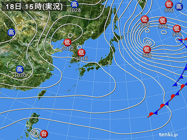 実況天気図(2015年01月18日)