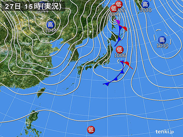 実況天気図(2015年01月27日)