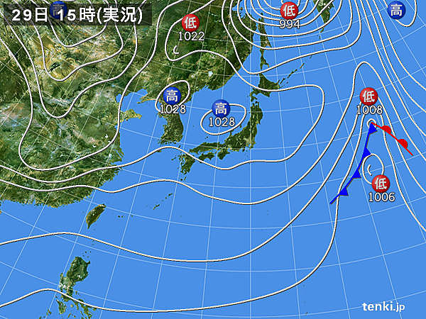 実況天気図(2015年01月29日)
