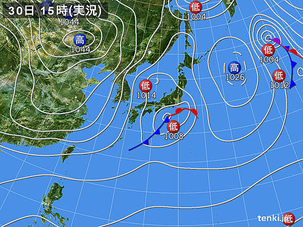実況天気図(2015年01月30日)