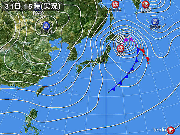 実況天気図(2015年01月31日)