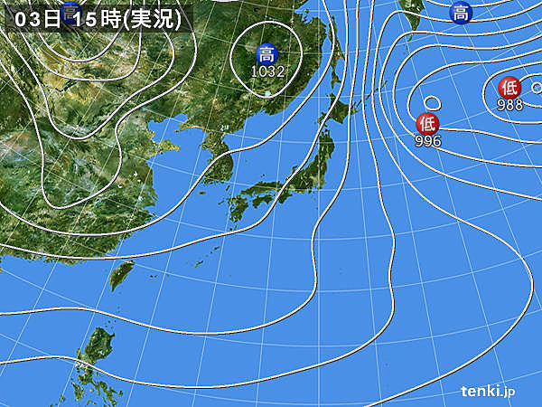 実況天気図(2015年02月03日)