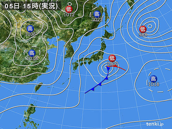 実況天気図(2015年02月05日)