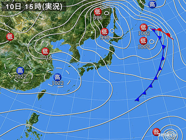実況天気図(2015年02月10日)