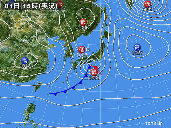 実況天気図(2015年03月01日)