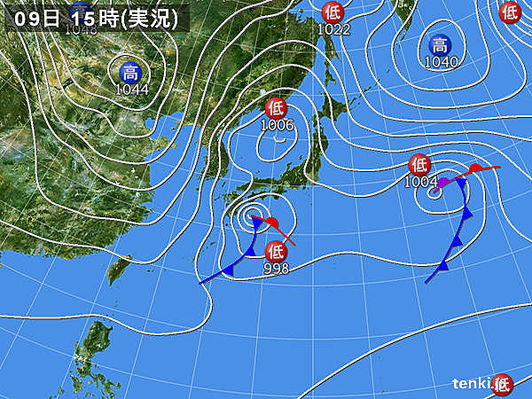 実況天気図(2015年03月09日)