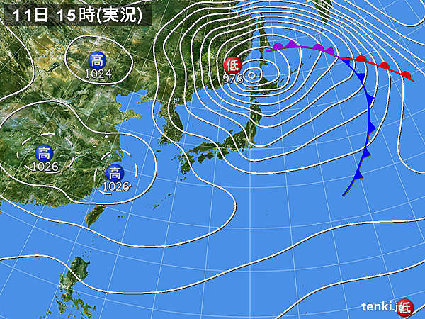 実況天気図(2015年03月11日)