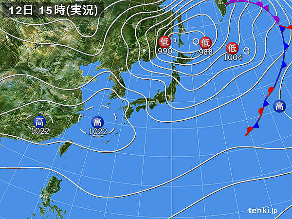 実況天気図(2015年03月12日)