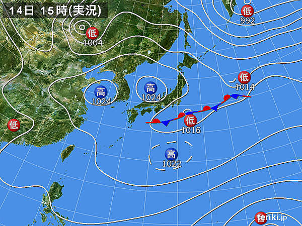 実況天気図(2015年03月14日)