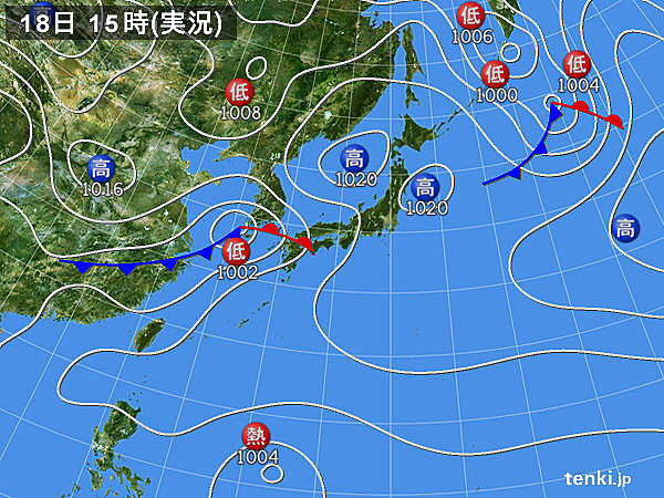 実況天気図(2015年03月18日)