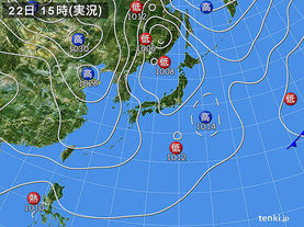 実況天気図(2015年03月22日)