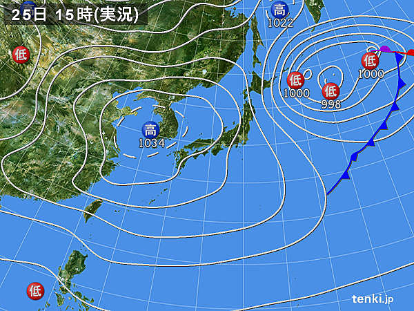 実況天気図(2015年03月25日)