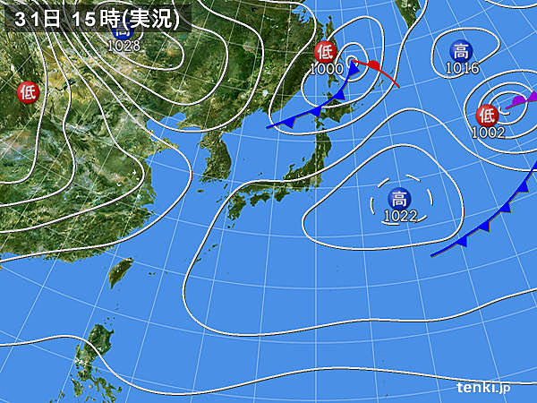 実況天気図(2015年03月31日)