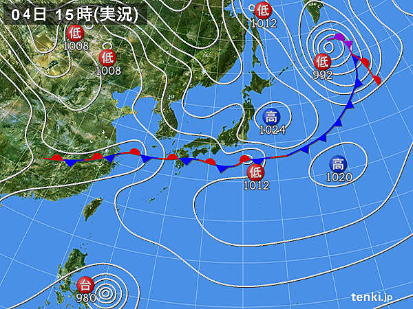実況天気図(2015年04月04日)