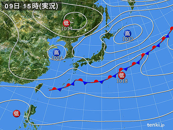 実況天気図(2015年04月09日)