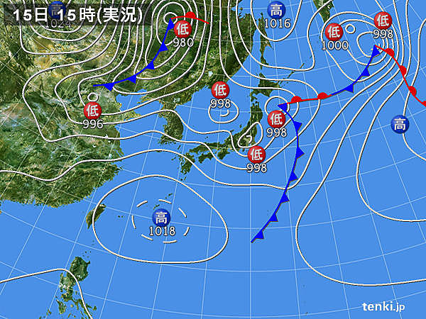 実況天気図(2015年04月15日)