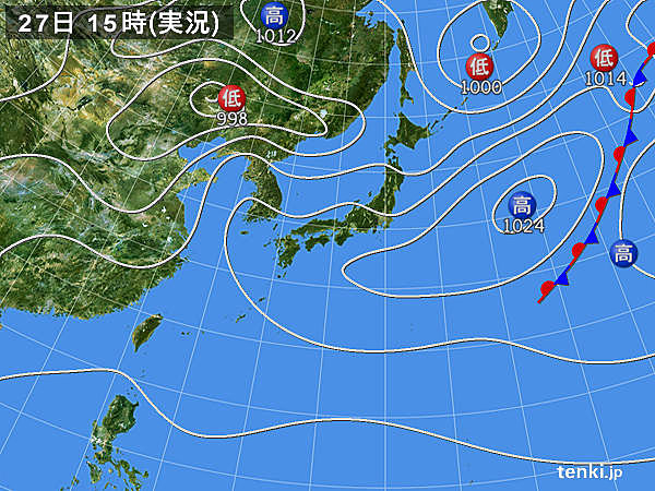 実況天気図(2015年04月27日)