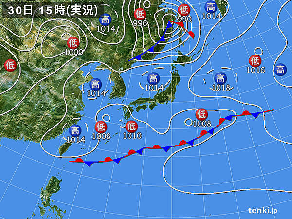 実況天気図(2015年04月30日)