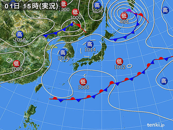 実況天気図(2015年05月01日)